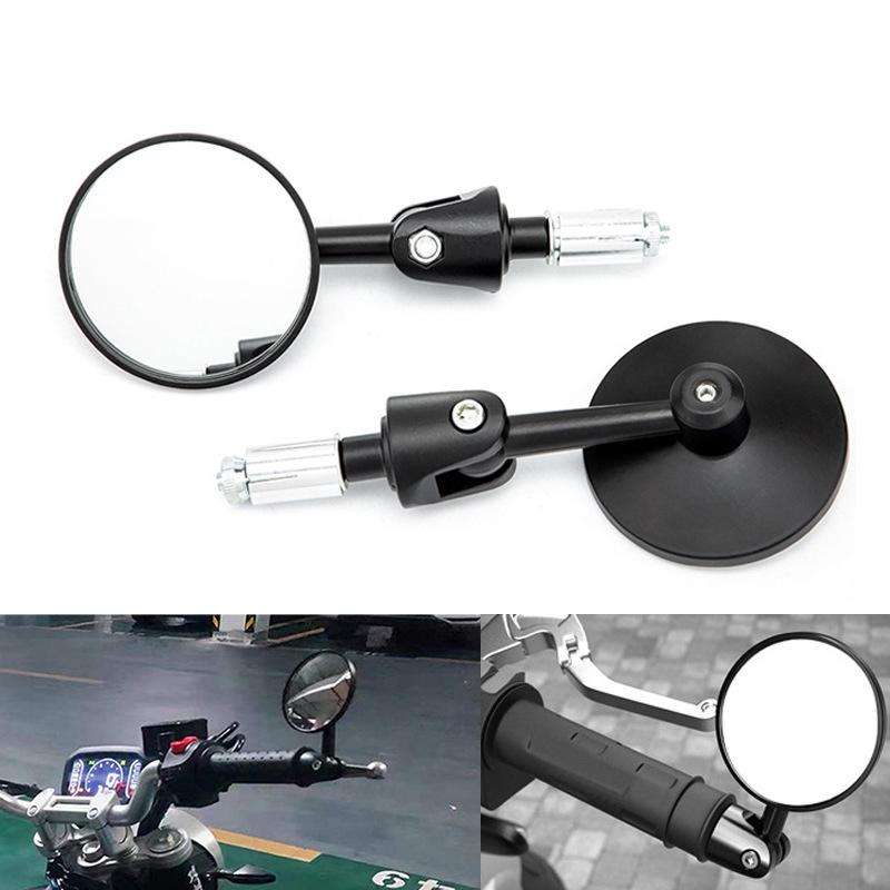 2pcs /Set Motorcycle Rearview Mirror Modified Retro Folding Round E-Bike Universal Reversing Mirror