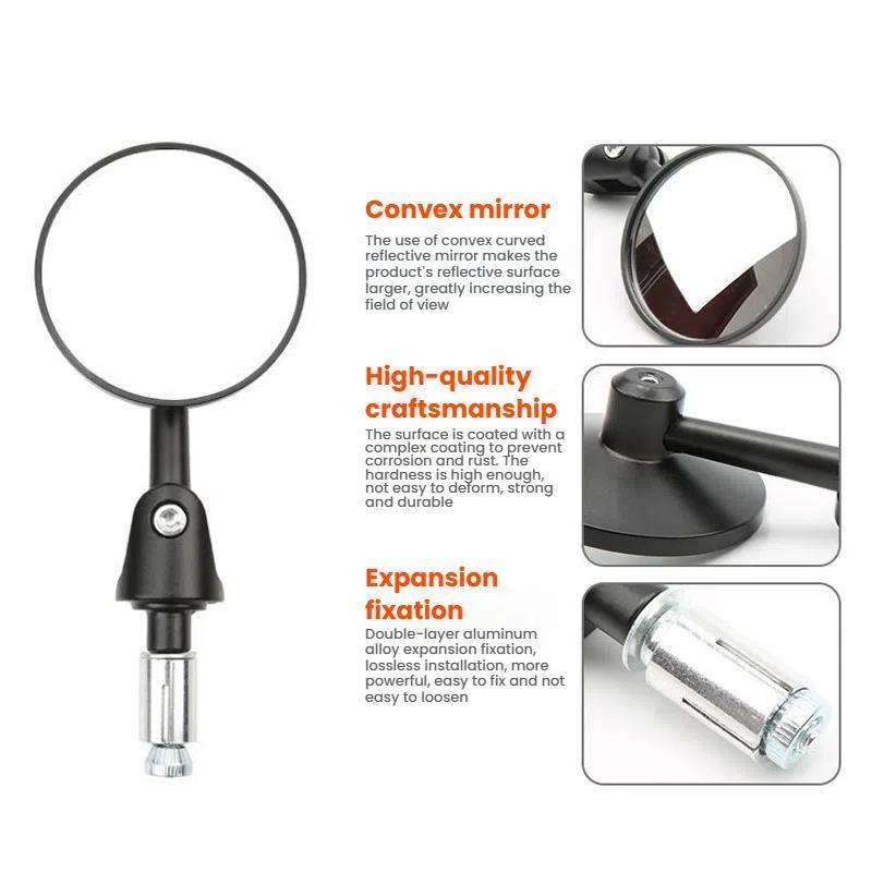 2pcs /Set Motorcycle Rearview Mirror Modified Retro Folding Round E-Bike Universal Reversing Mirror
