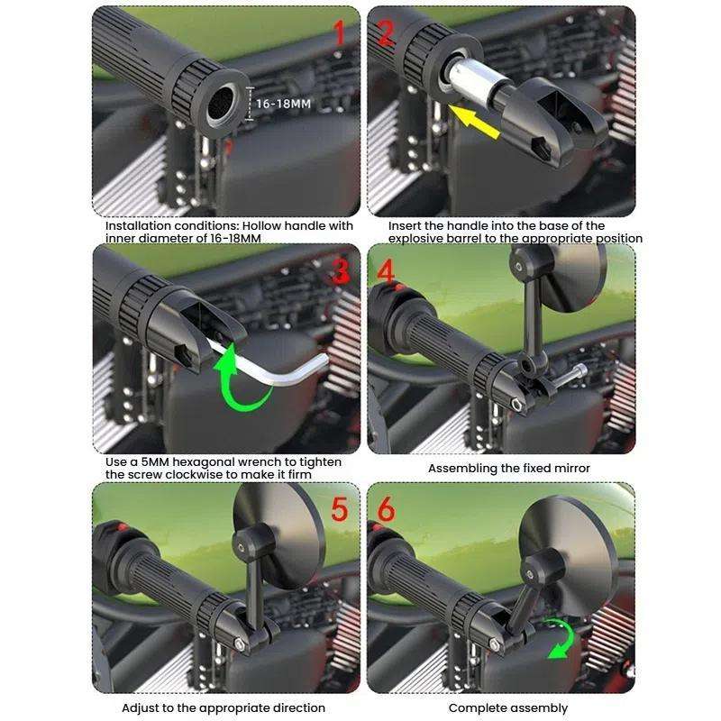 2pcs /Set Motorcycle Rearview Mirror Modified Retro Folding Round E-Bike Universal Reversing Mirror
