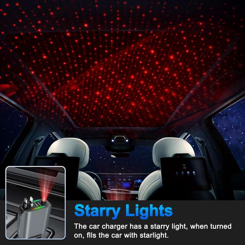 E1 4-in-1 Multifunctional Car Bluetooth MP3 Charger with Starry Sky Stmosphere Spotlight(Black)