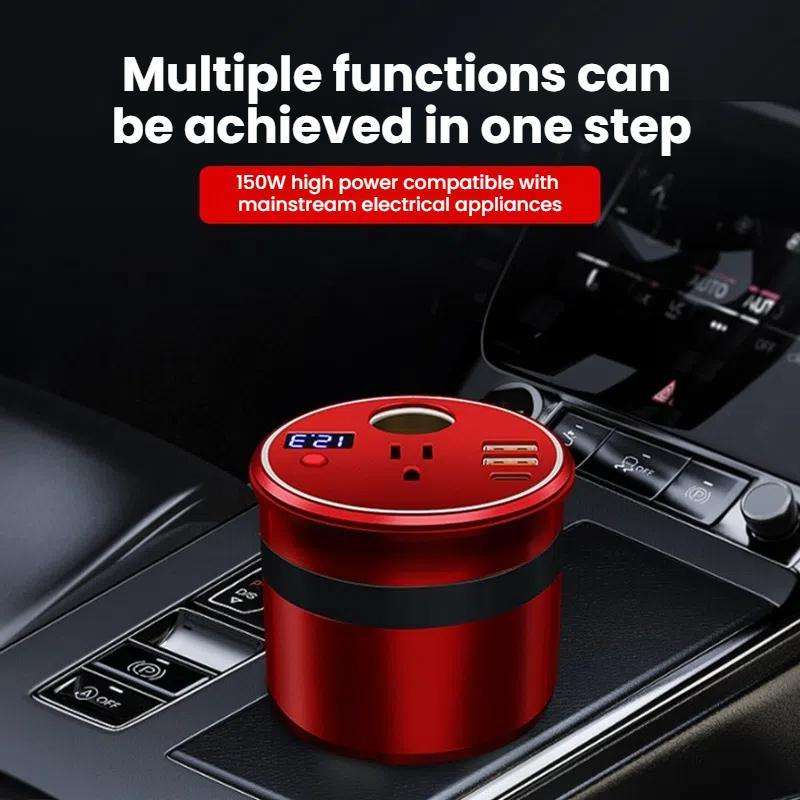 XUYUAN Car Inverter 12V To 110V Mini Charge Converter 150W High Power Socket, US Plug(Red)
