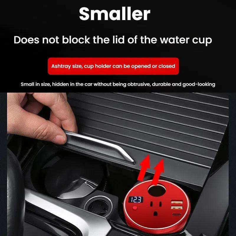 XUYUAN Car Inverter 12V To 110V Mini Charge Converter 150W High Power Socket, US Plug(Red)