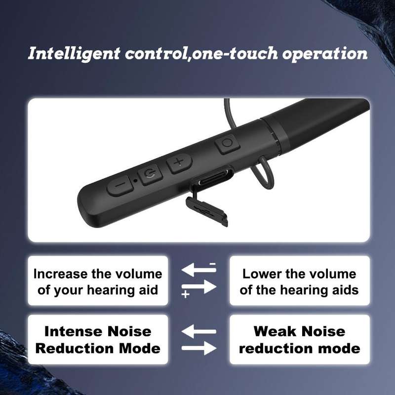Neck-hanging 16-channel Bluetooth Hearing Aid Rechargeable Sound Amplifier for The Elderly(Black)