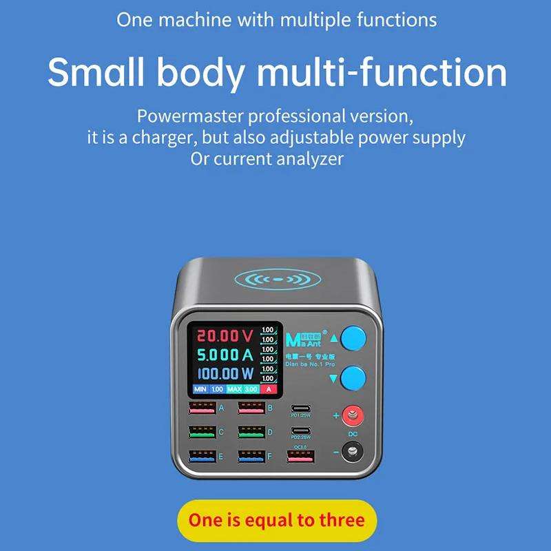 MaAnt DianBa No.1 Pro Multi-port Charger 9-ports With Digital Display Power Wireless Charger EU Plug