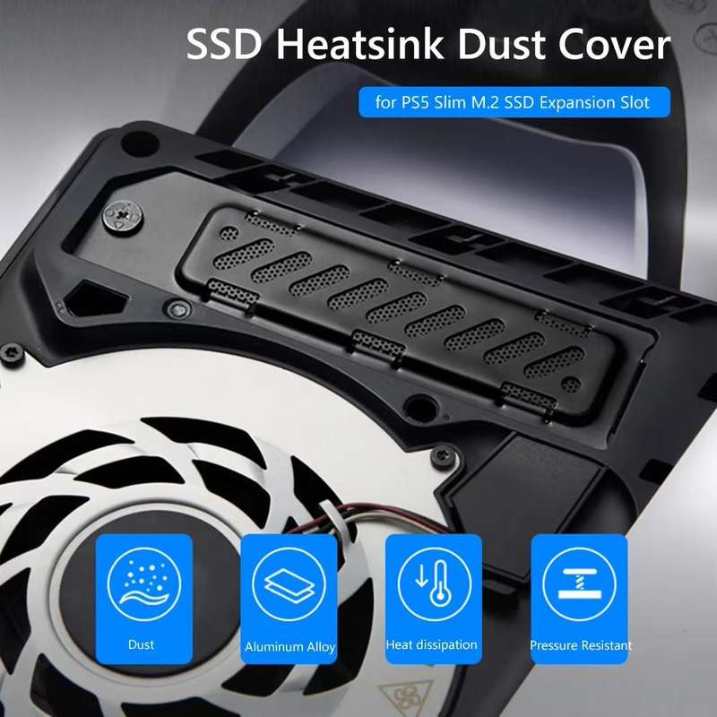 For PS5 Slim / PS5 Pro M.2 SSD Heatsink Dust Cover Expansion Slot Radiator(Silver)