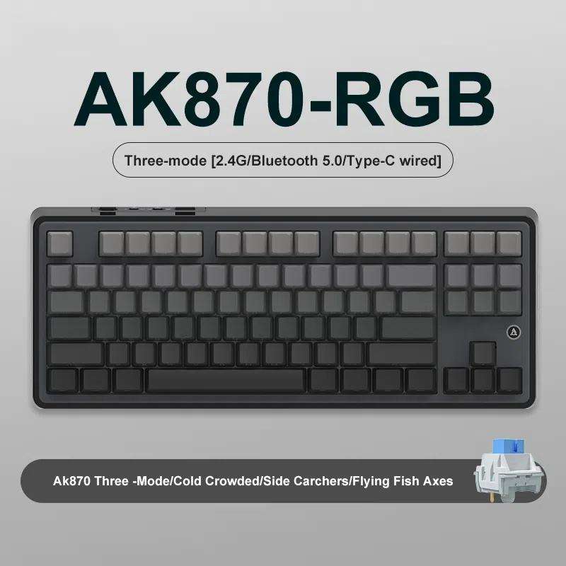 Ajazz AK870 Wireless Bluetooth Tri-mode Mechanical Keyboard RGB DIY Custom Hot Swap Gaming Keyboard,