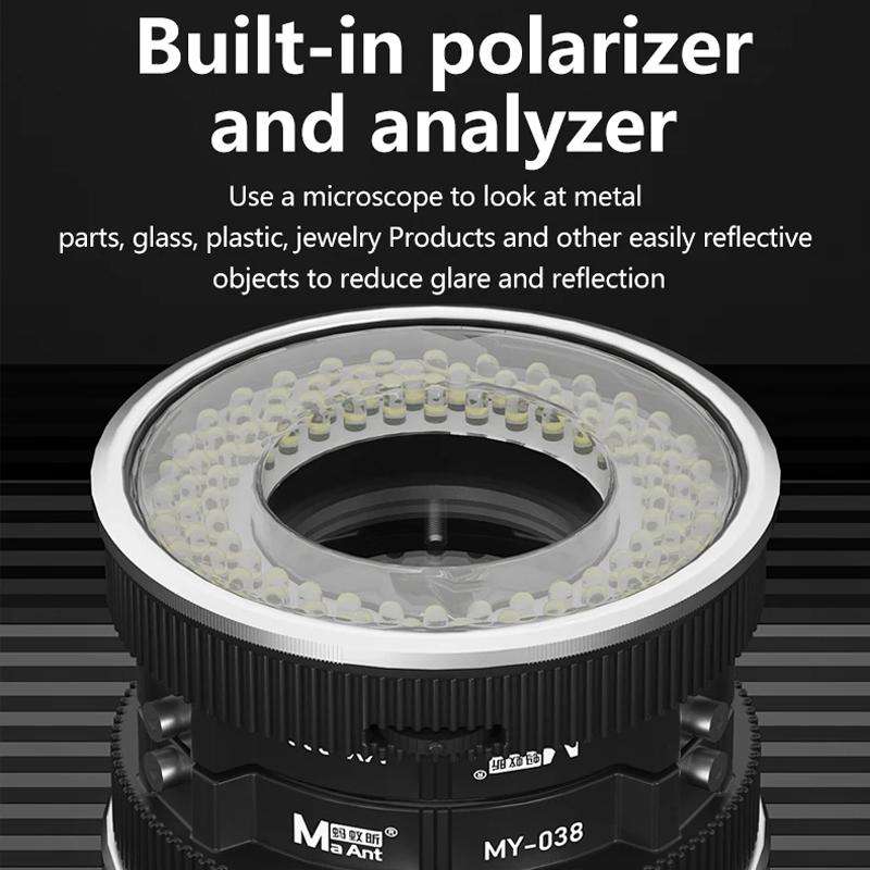 MaAnt MY-038 Cell Phone Repair Microscope Ring Polarized LED Light Source Lamps 96 Beads Anti-Glare