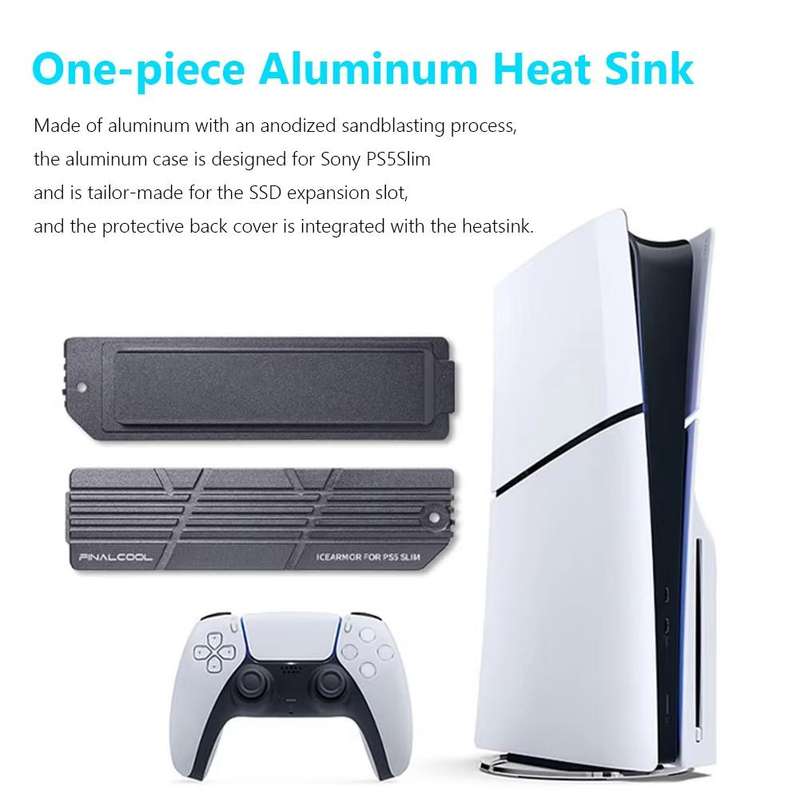 For PS5 Slim / Pro FinalCool M.2 2280 NVME SSD Radiator Integrated Aluminum Alloy Heatsink(Silver)
