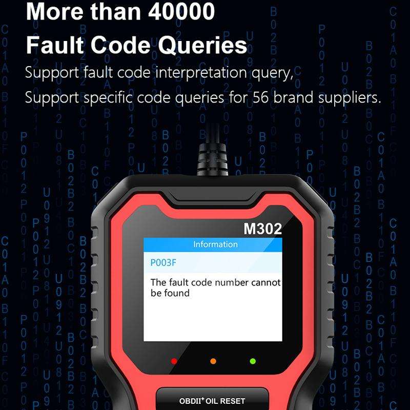 M302 Car Oil Reset Code Reader Automotive Maintenance Light Zero Reset Fault Diagnosis Tool