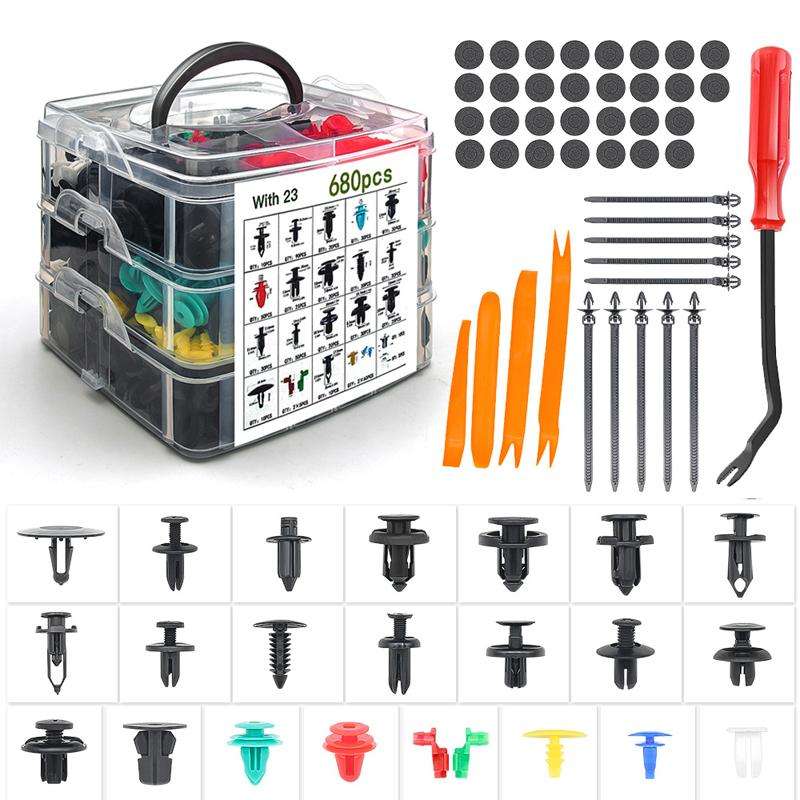 680pcs /Set Car Retainer Clips Fasteners Remover Kit Automotive Clips Set