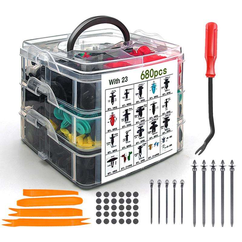 680pcs /Set Car Retainer Clips Fasteners Remover Kit Automotive Clips Set