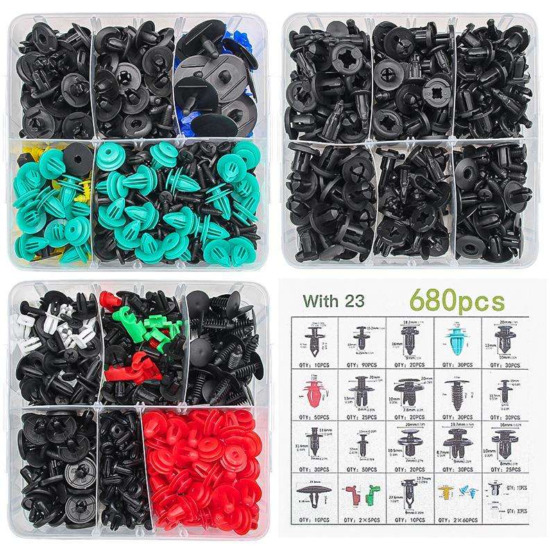680pcs /Set Car Retainer Clips Fasteners Remover Kit Automotive Clips Set