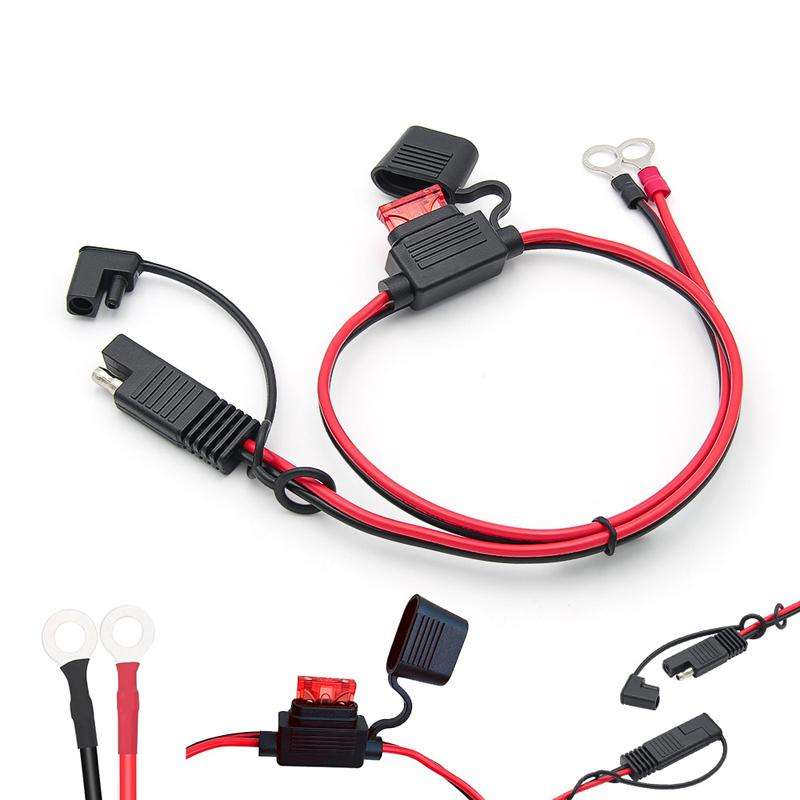 60cm O-Terminal to SAE Power Cable With Fuse Battery Charger Extension Adapter Wire