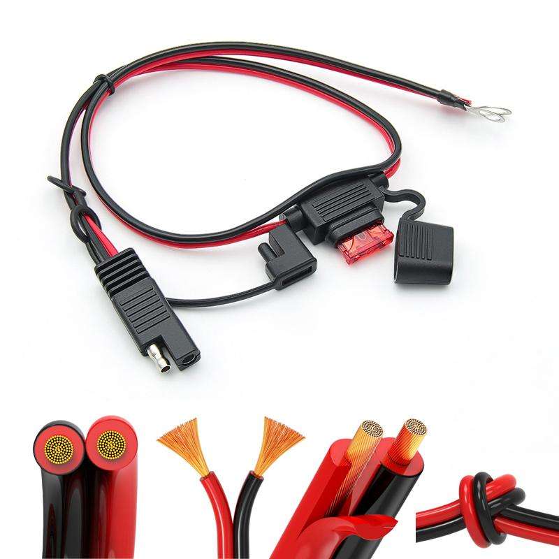 60cm O-Terminal to SAE Power Cable With Fuse Battery Charger Extension Adapter Wire