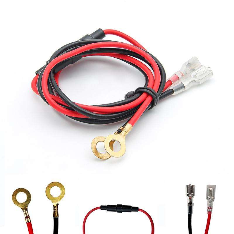 10A 60cm Plug-In Spring O-Type Terminal Power Cable Car Charger Modification Wiring Harness(Red+Blac