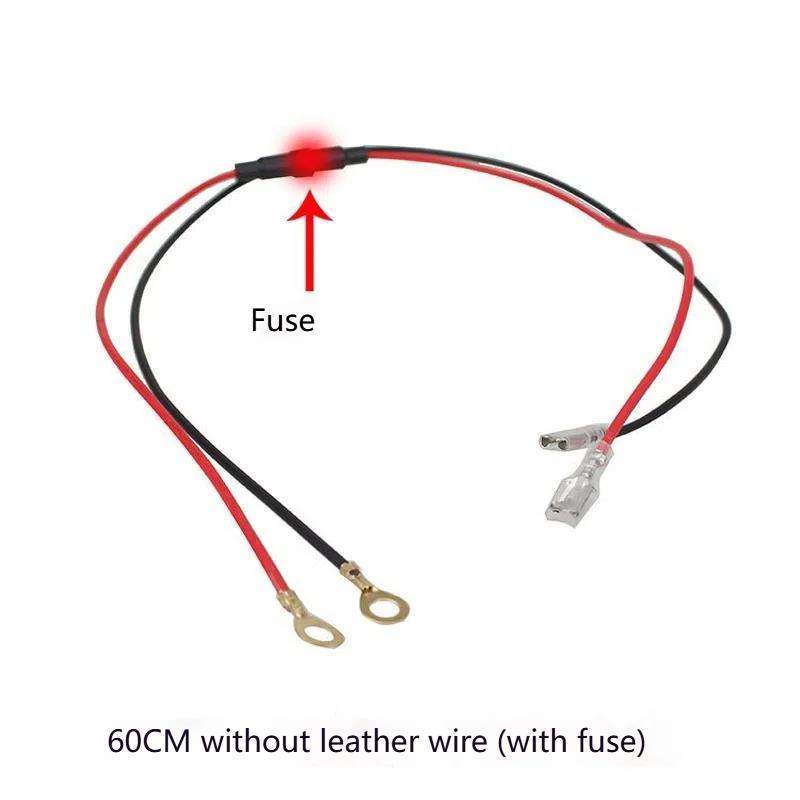 10A 60cm Plug-In Spring O-Type Terminal Power Cable Car Charger Modification Wiring Harness(Red+Blac