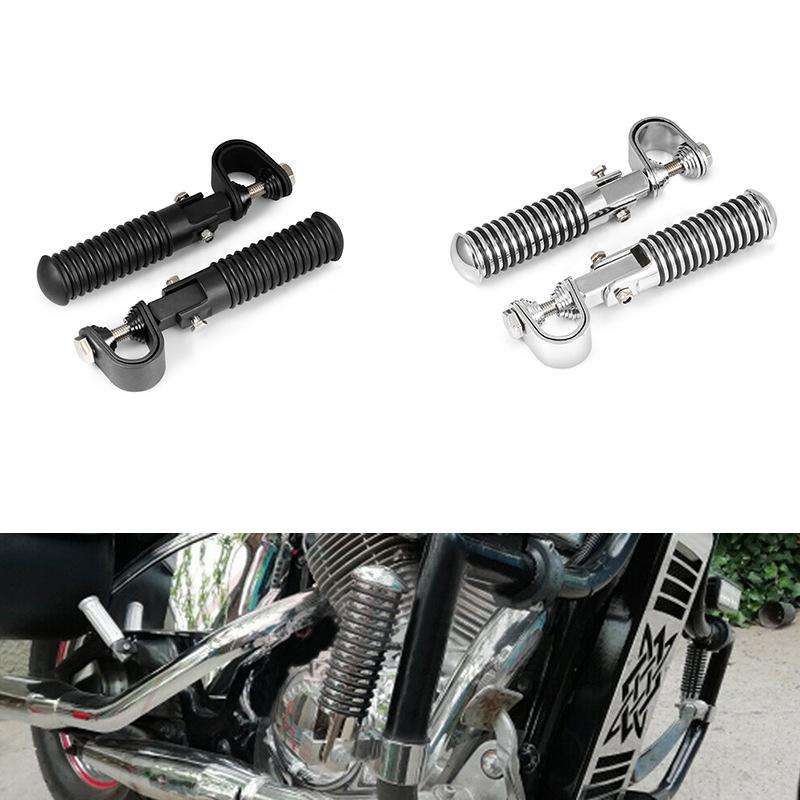 For Harley Motorcycle Modification Collapsible Footpegs Foot Guard Spike Mounted Pedals(Black)