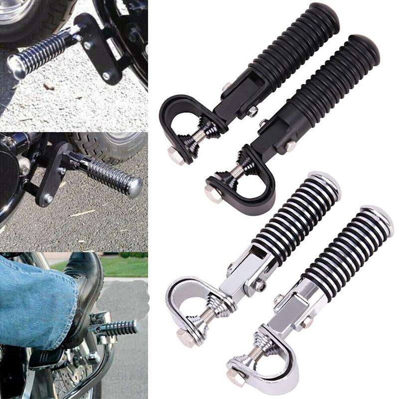 For Harley Motorcycle Modification Collapsible Footpegs Foot Guard Spike Mounted Pedals(Black)