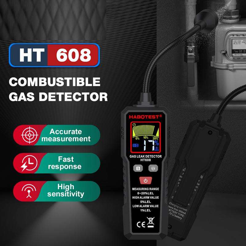 HTBOTEST HT608 Combustible Gas Detector Gas Natural Gas Detection Alarm