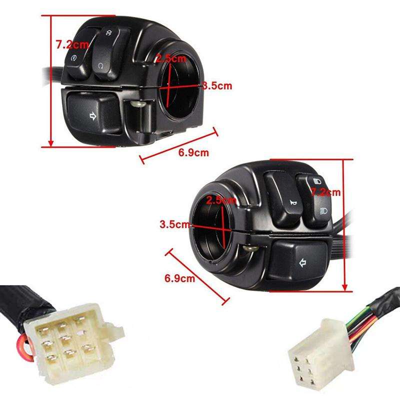 For Harley Prince Cruiser Motorcycle Modification 25mm Vintage Handlebar Switches(Black)