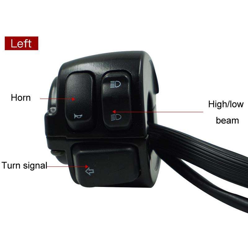 For Harley Prince Cruiser Motorcycle Modification 25mm Vintage Handlebar Switches(Black)