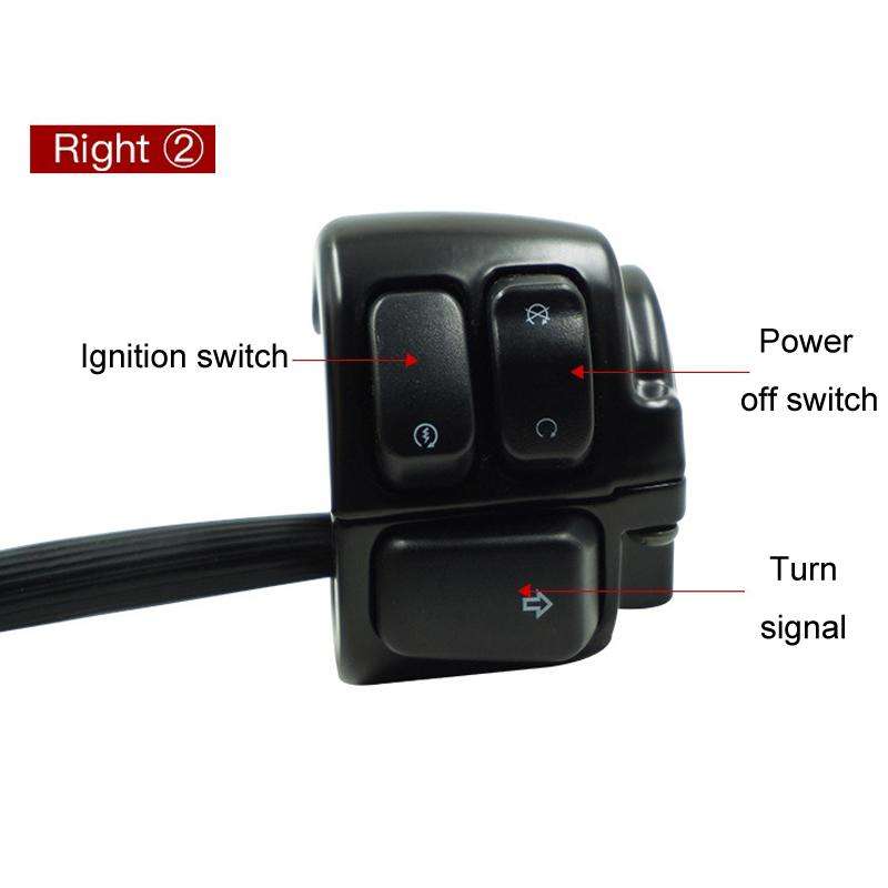 For Harley Prince Cruiser Motorcycle Modification 25mm Vintage Handlebar Switches(Black)