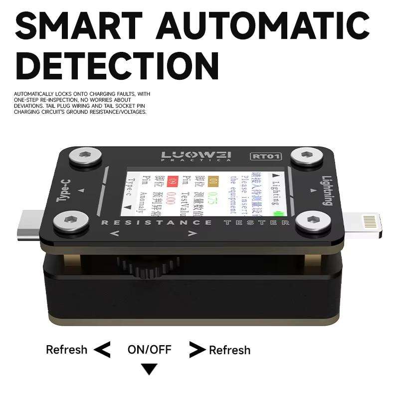 LUOWEI RT01 Type-C To 8 Pin Detachable Cell Phone Rear Plug Auto Tester