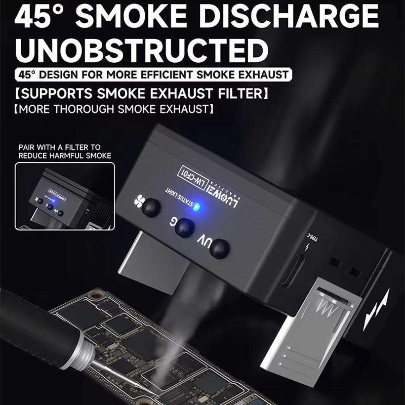LUOWEI CF01 Cell Phone Repair 3 In 1 UV Curing Lamp Cooling Smoke Extractor Fan Dust Developer Lamps