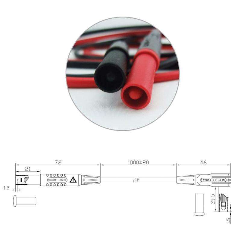 4mm Straight Plug Multimeter Pen Test Adapter 10A Extension Cord(BC0001000100)