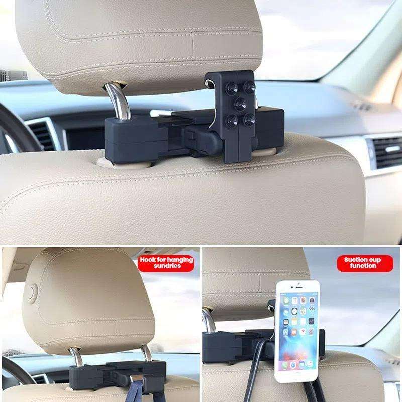 Car Hook Car Seatback Hanging Hook Auto Clothes Bag Hanger, Style: Without Suction Cup
