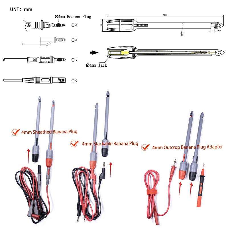 Banana Plug Multimeter Non-Destructive Piercing Probe(4mm Jack)