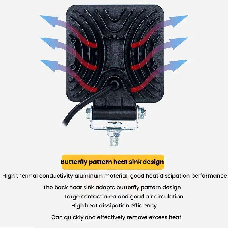 DC 12V-80V Forklift LED High Brightness Front Working Headlight, Size: 4 Inches 16 Beads