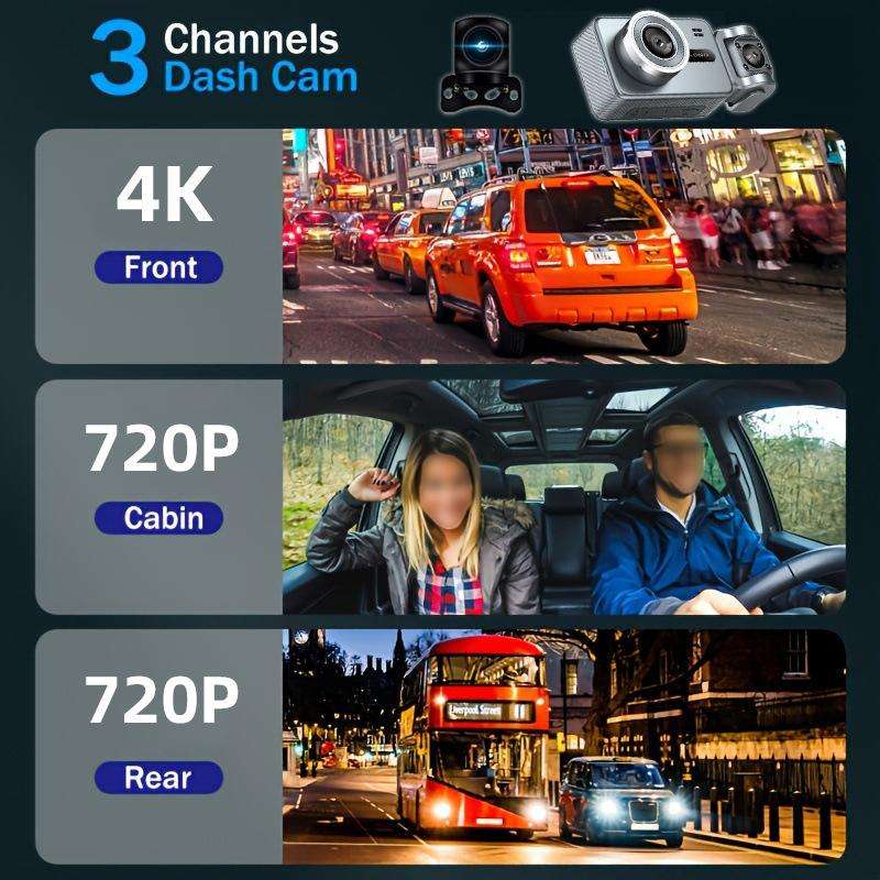WIFI Connected 4K Three-Lens Car Driving Recorder(G79)