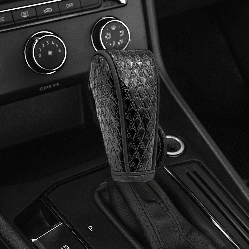 Peacock Pattern Leather Car Gear Shift Protective Cover(Zipper Type Manual Gear)