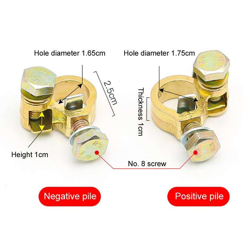 1pair Thickened Copper Battery Clip Automotive Battery Stake Multi-Function Connector