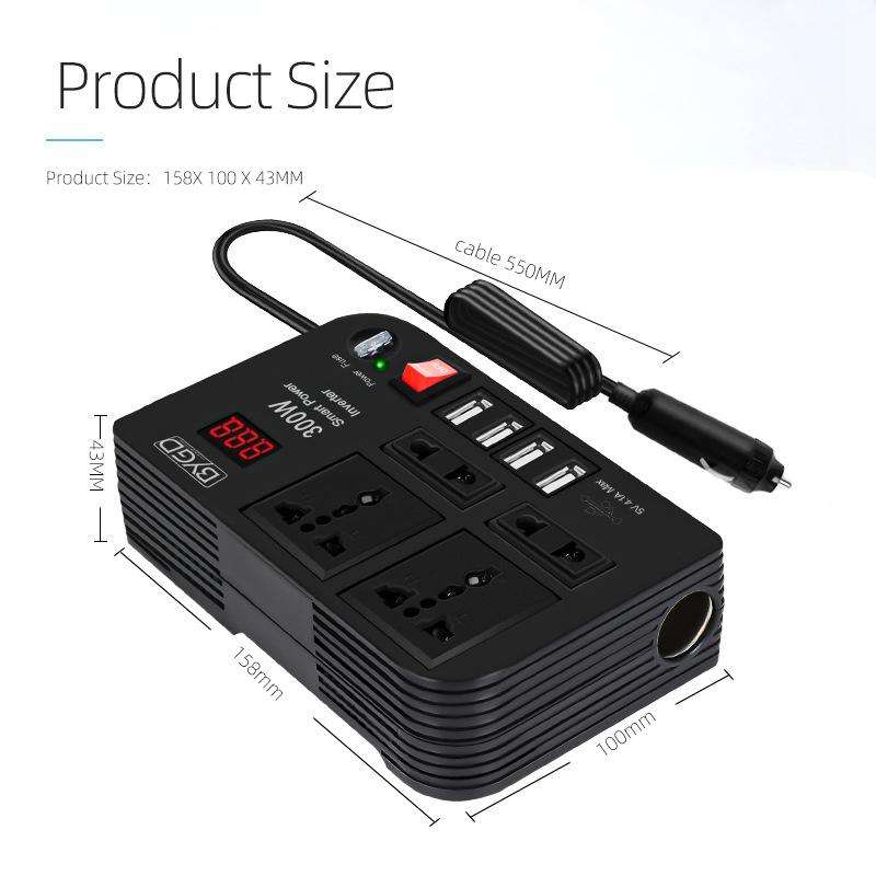 E8982 300W Car Inverter DC 12V To AC 220V Car Laptop USB Charging Universal Converter Power Adapter