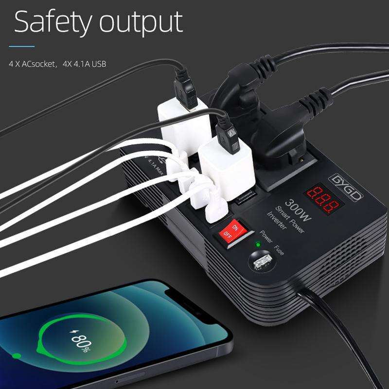 E8982 300W Car Inverter DC 12V To AC 220V Car Laptop USB Charging Universal Converter Power Adapter