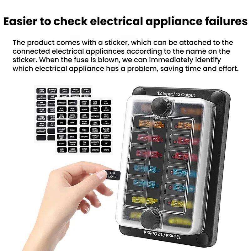 One In And One Out 12-Way Fuse Box LED Indicator With Sticker(ZH-1704B2)