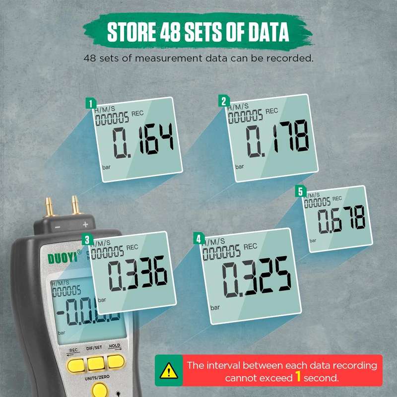DUOYI Digital Brake Vacuum Pump Measuring Gauge Differential Pressure Gauge(DY27A English)