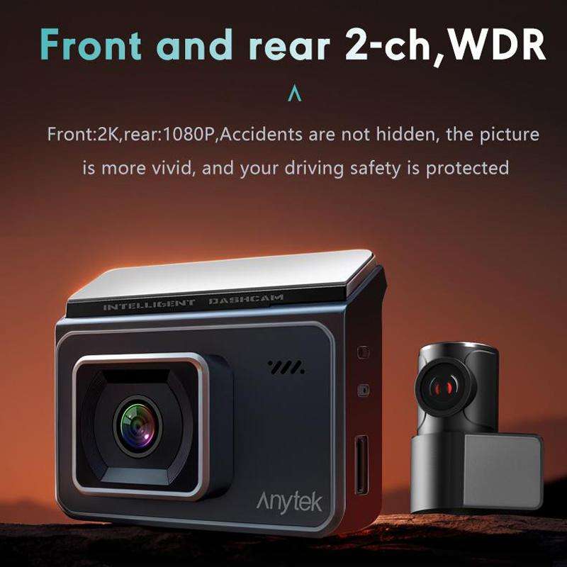 Anytek T2 PRO 3.0 Inch 2K HD Night Vision Recorder Hidden Car Camera Front And Rear Dual Recording(W