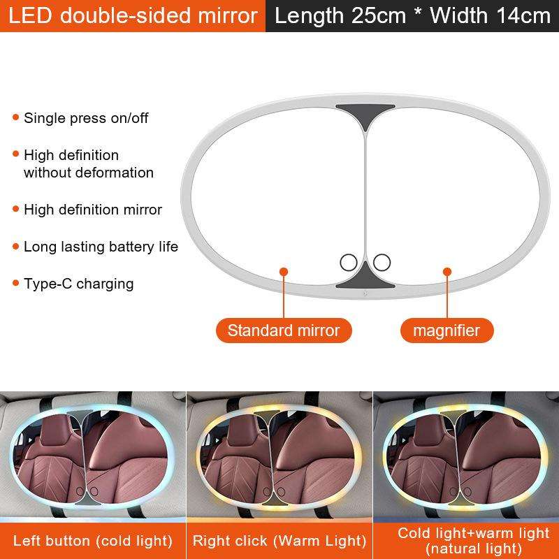 Car Sun Visor LED Touch Light Magnifying Makeup Mirror(White)