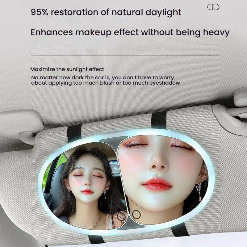 Car Sun Visor LED Touch Light Magnifying Makeup Mirror(White)