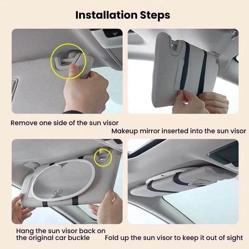 Car Sun Visor LED Touch Light Magnifying Makeup Mirror(White)