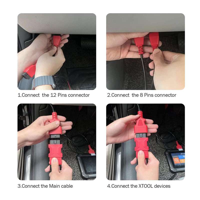 Xtool FCA 12+8 Connector Cable Adapter For Chry(Black Red)
