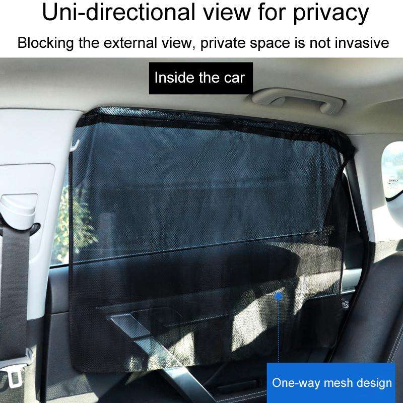 1pair Suction Cup Car Side Window Sunshade Mesh Summer Sunshade Curtains(Black)