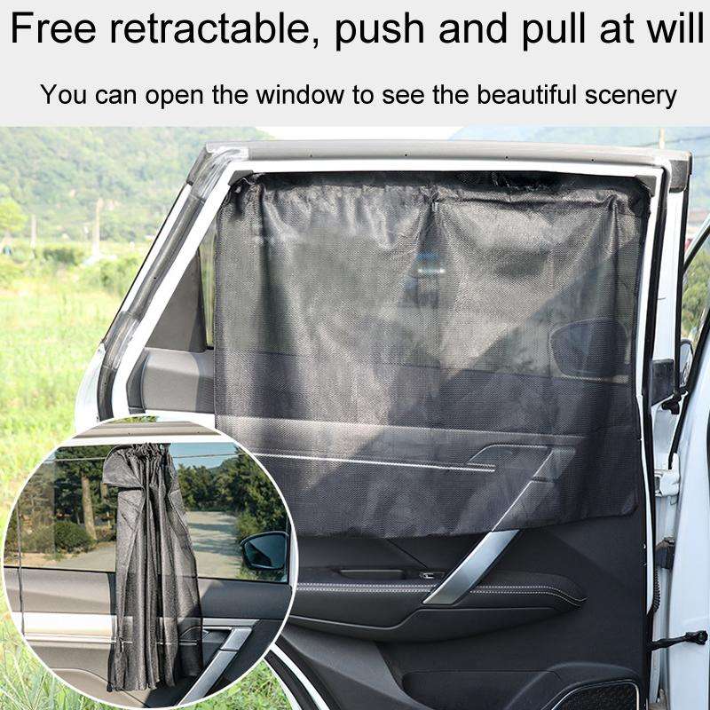 1pair Suction Cup Car Side Window Sunshade Mesh Summer Sunshade Curtains(Black)