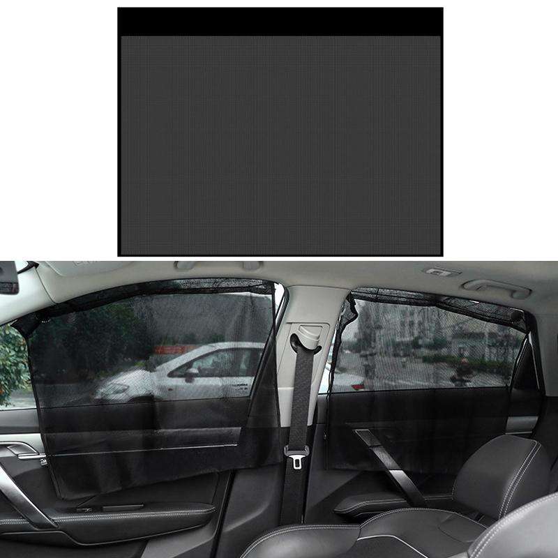 1pair Suction Cup Car Side Window Sunshade Mesh Summer Sunshade Curtains(Black)