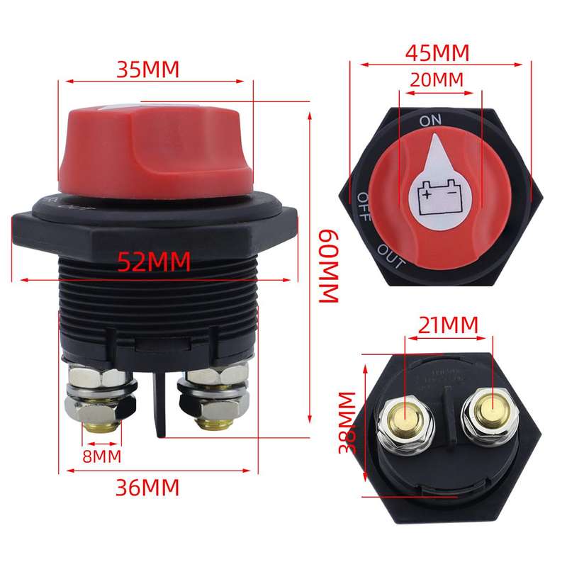 200A DC Brass Conductive RV Yacht Leak-proof Battery Switch(White With OUT Style 1 Removable)