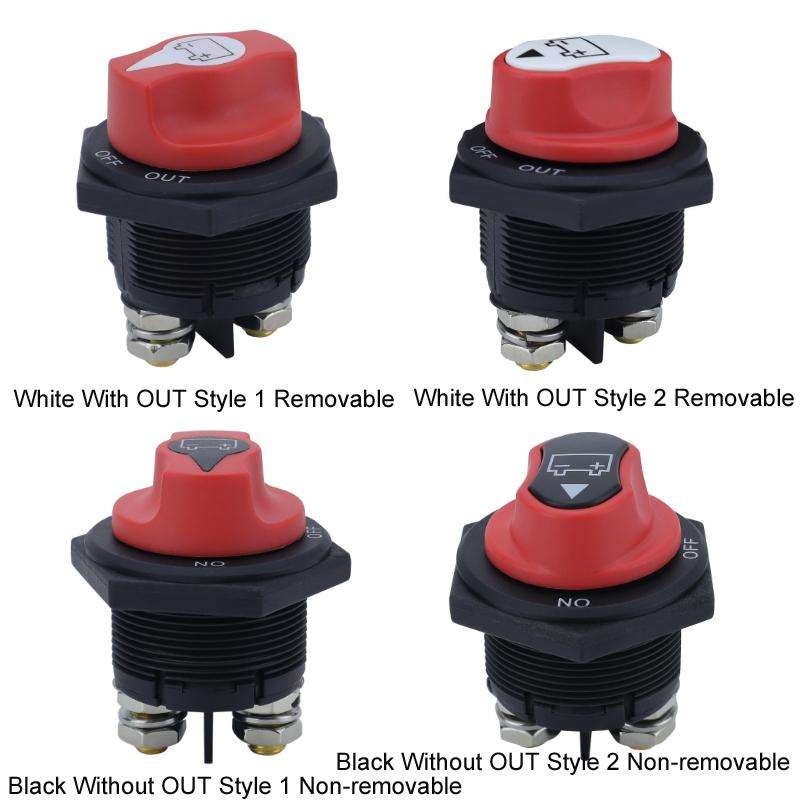 200A DC Brass Conductive RV Yacht Leak-proof Battery Switch(Black Without OUT Style 2 Non-removable)