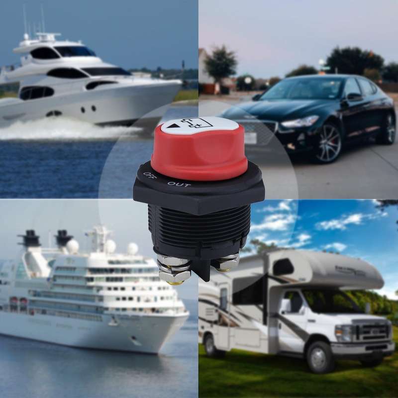 200A DC Brass Conductive RV Yacht Leak-proof Battery Switch(Black Without OUT Style 2 Non-removable)